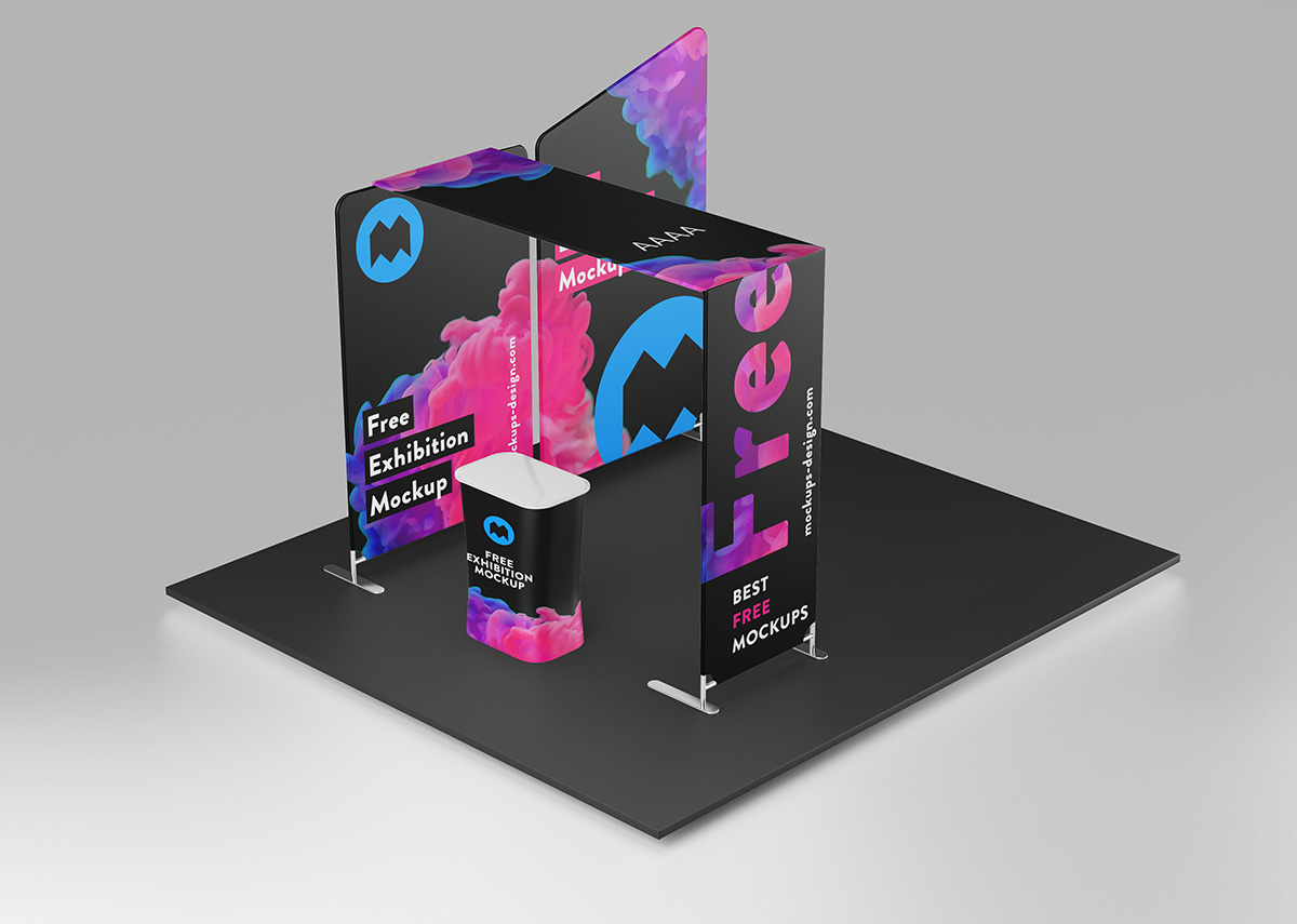 017 多角度可商用展会展厅设计效果展示样机Exhibition Mockup