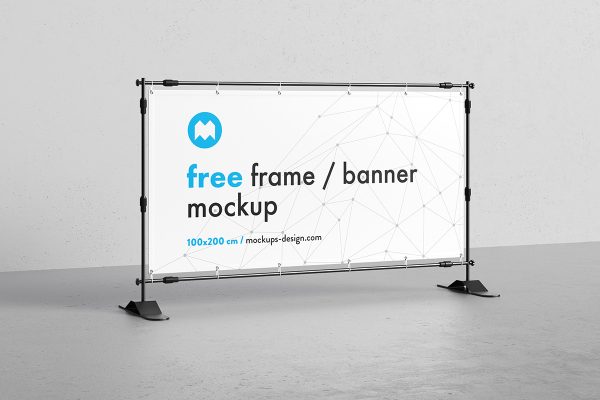 018 2款可商用带支架横幅框架样机Banner Frame Stand Mockup