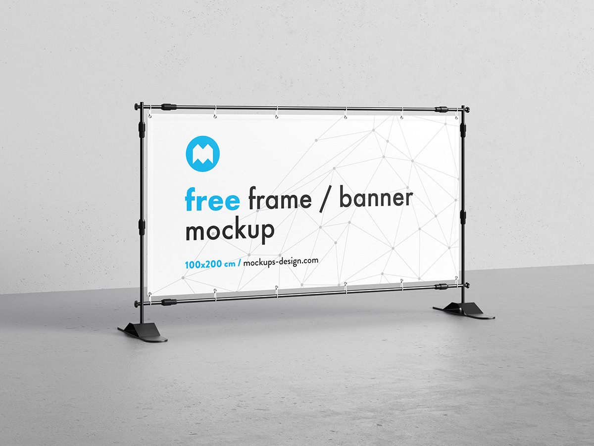 018 2款可商用带支架横幅框架样机Banner Frame Stand Mockup