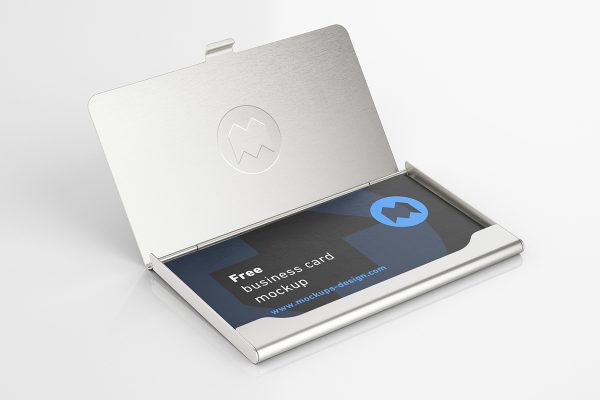 021 高级可商用商务带盒卡片名片样机Business Card Holder Mockup