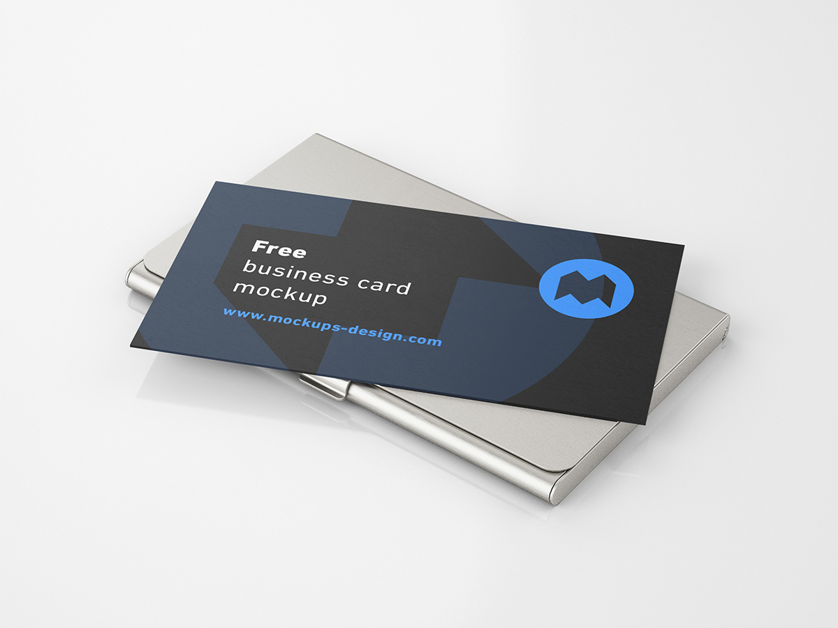 021 高级可商用商务带盒卡片名片样机Business Card Holder Mockup
