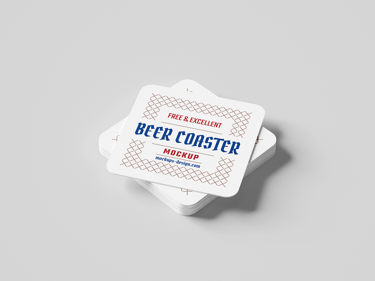 026 3款方形可商用杯垫样机Square Coaster Mockup