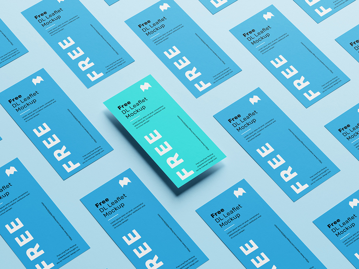 041 5款可商用错位平铺卡片海报展示样机Grid DL Leaflets Mockup