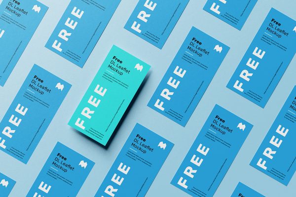 041 5款可商用错位平铺卡片海报展示样机Grid DL Leaflets Mockup