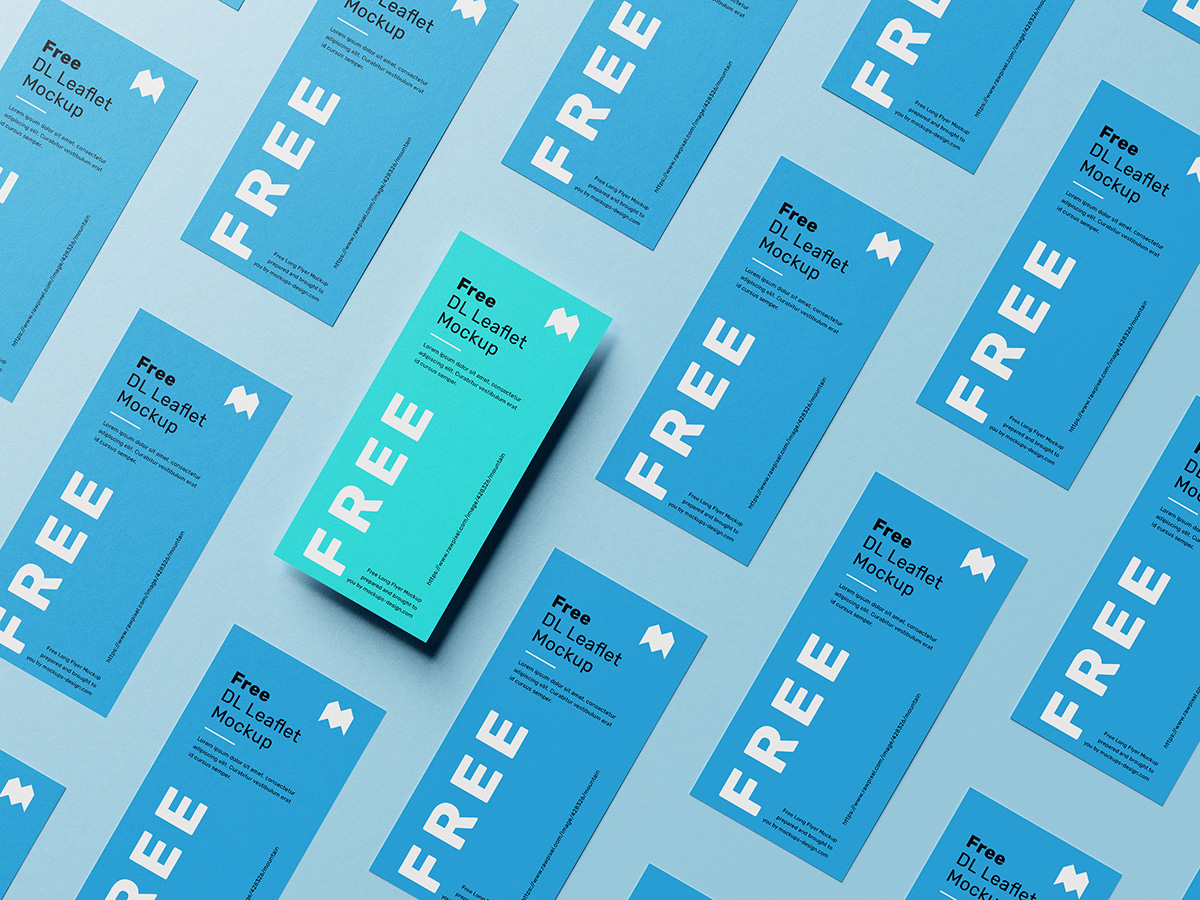 041 5款可商用错位平铺卡片海报展示样机Grid DL Leaflets Mockup