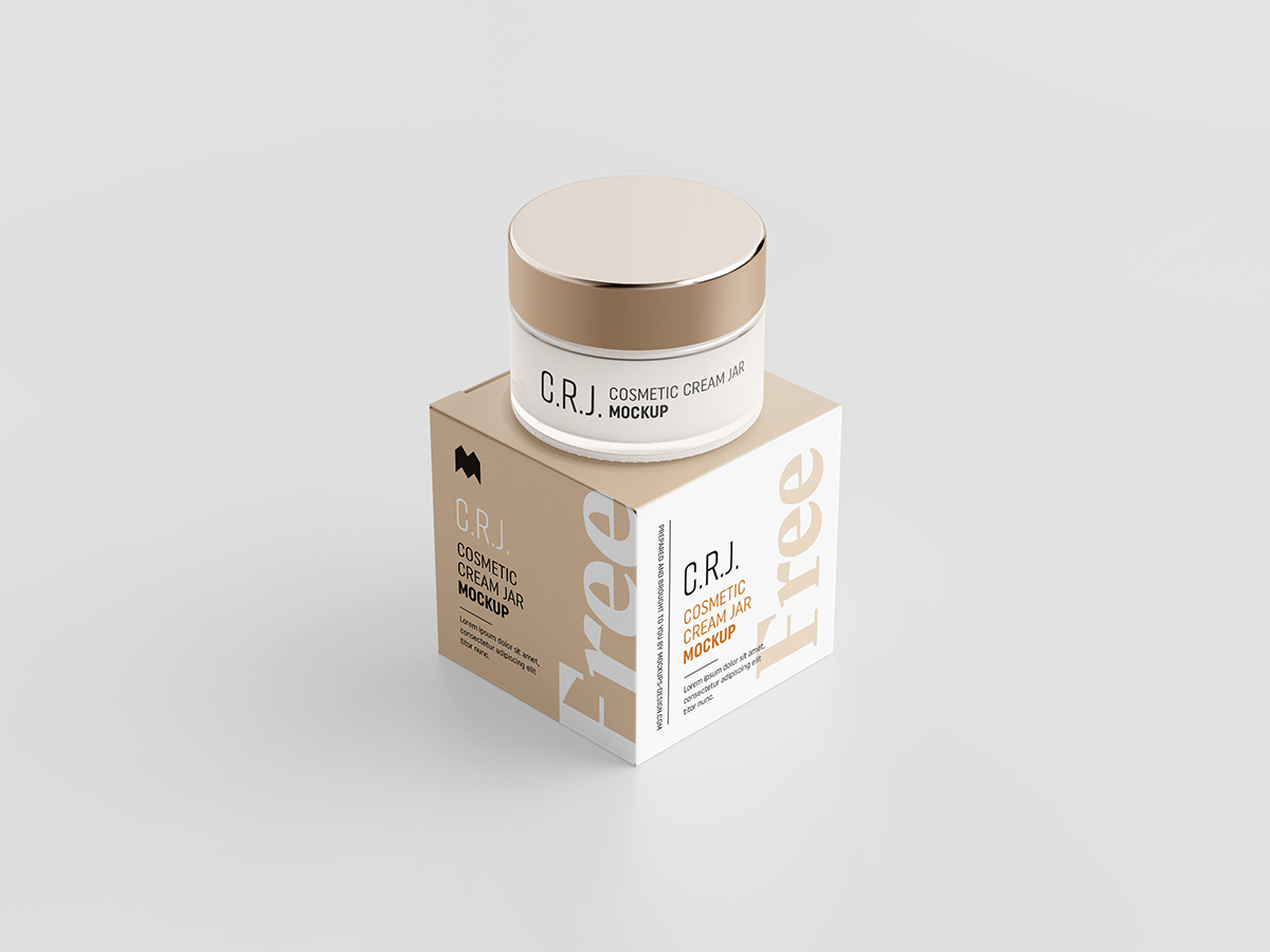 050 3款可商用化妆品模型包装样机Cosmetic Cream Jar Mockup