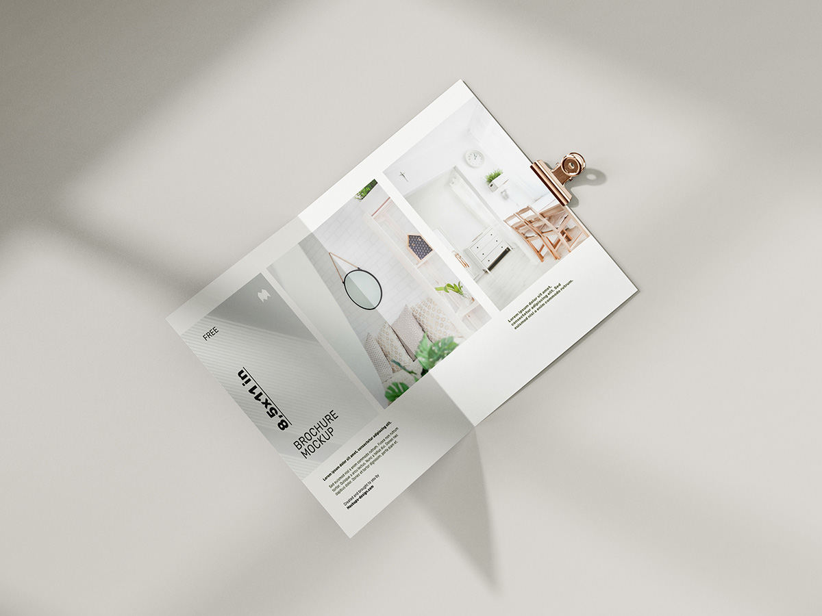 051 5款可商用A4对折折页海报展示样机Folded 8,5x11in Brochure Mockup