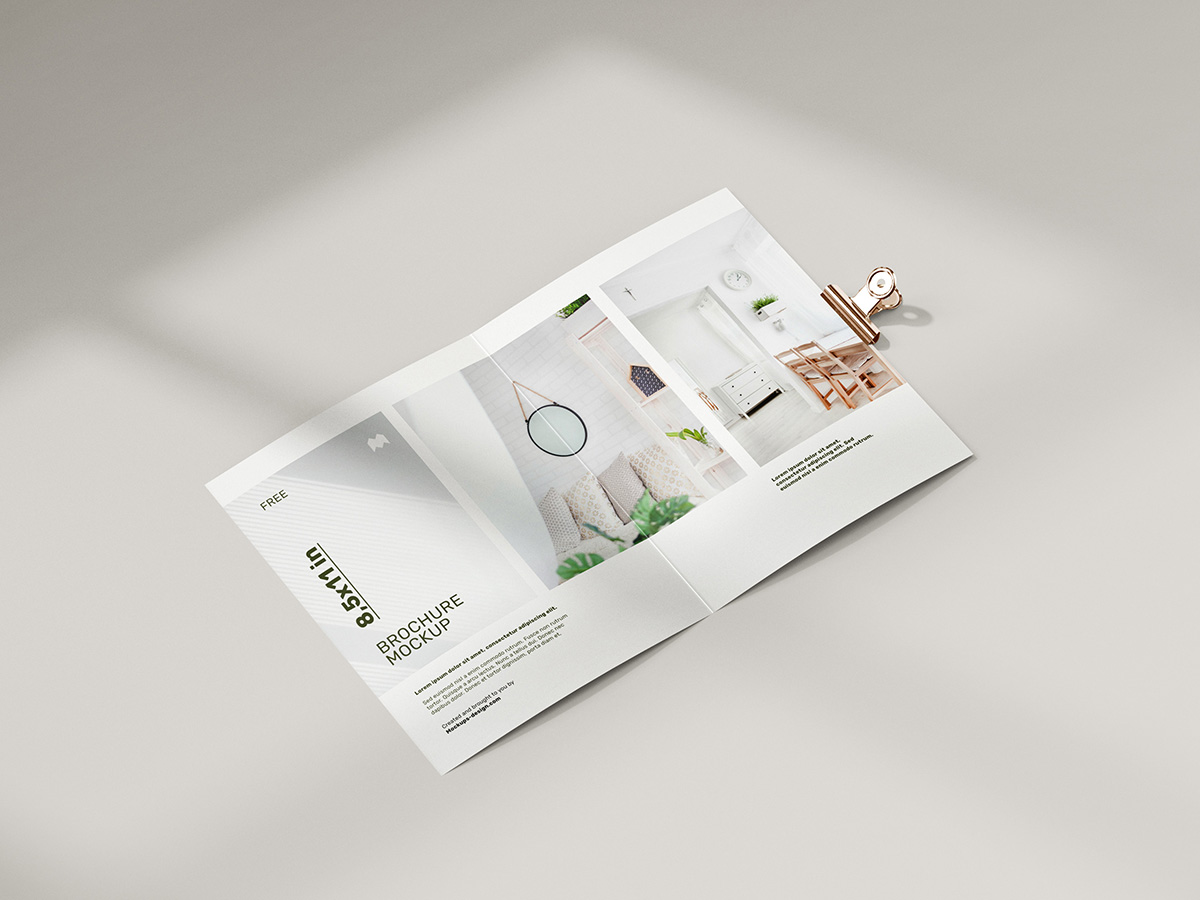 051 5款可商用A4对折折页海报展示样机Folded 8,5x11in Brochure Mockup