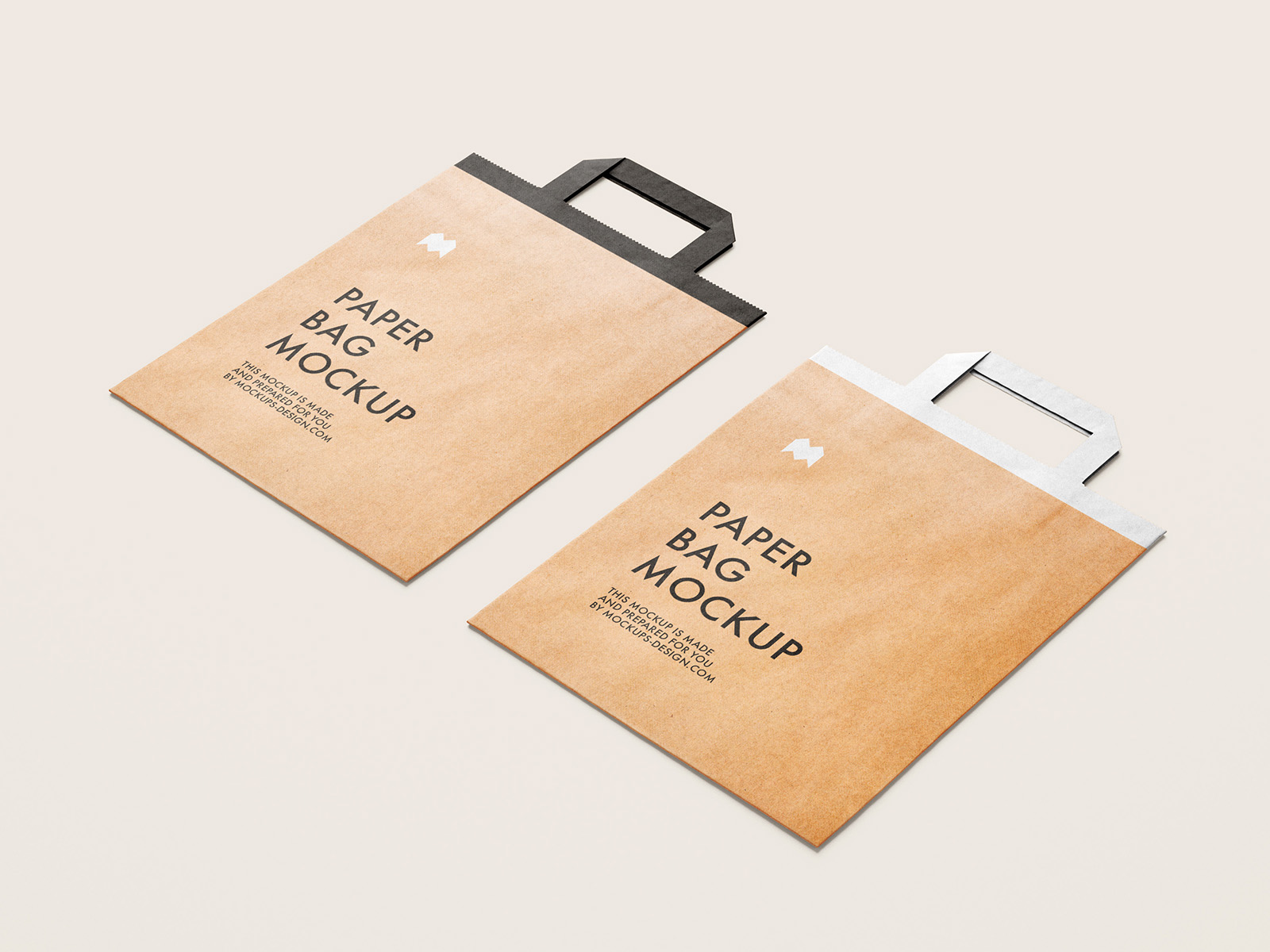 066 4款可商用牛皮纸手提袋纸袋设计样机Flattened Paper Bag Mockup