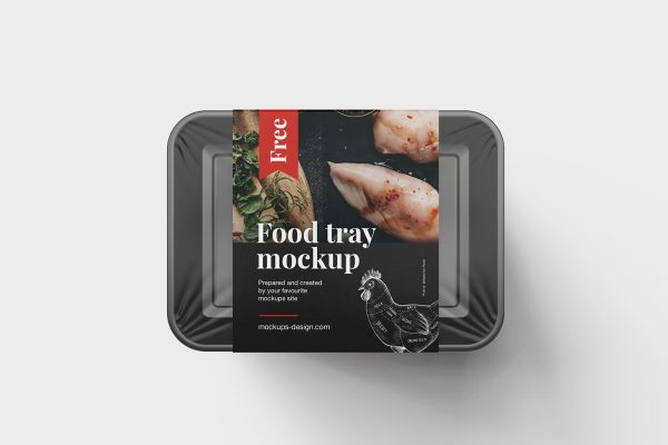 075 4款可商用超市冷藏食品保鲜盒样机Food Tray Mockup