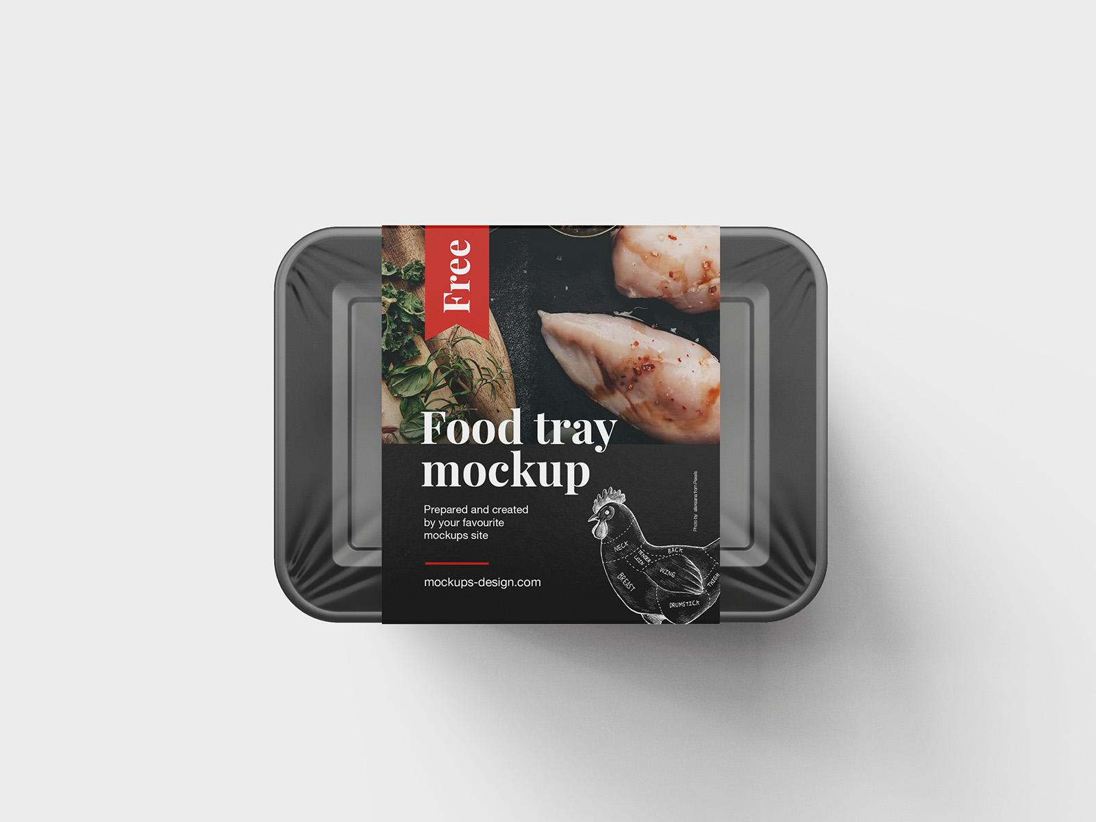 075 4款可商用超市冷藏食品保鲜盒样机Food Tray Mockup