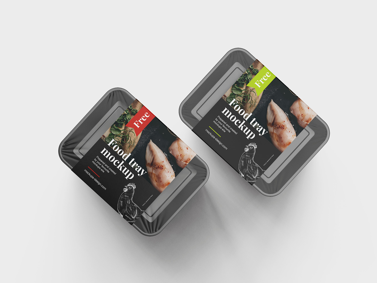 075 4款可商用超市冷藏食品保鲜盒样机Food Tray Mockup