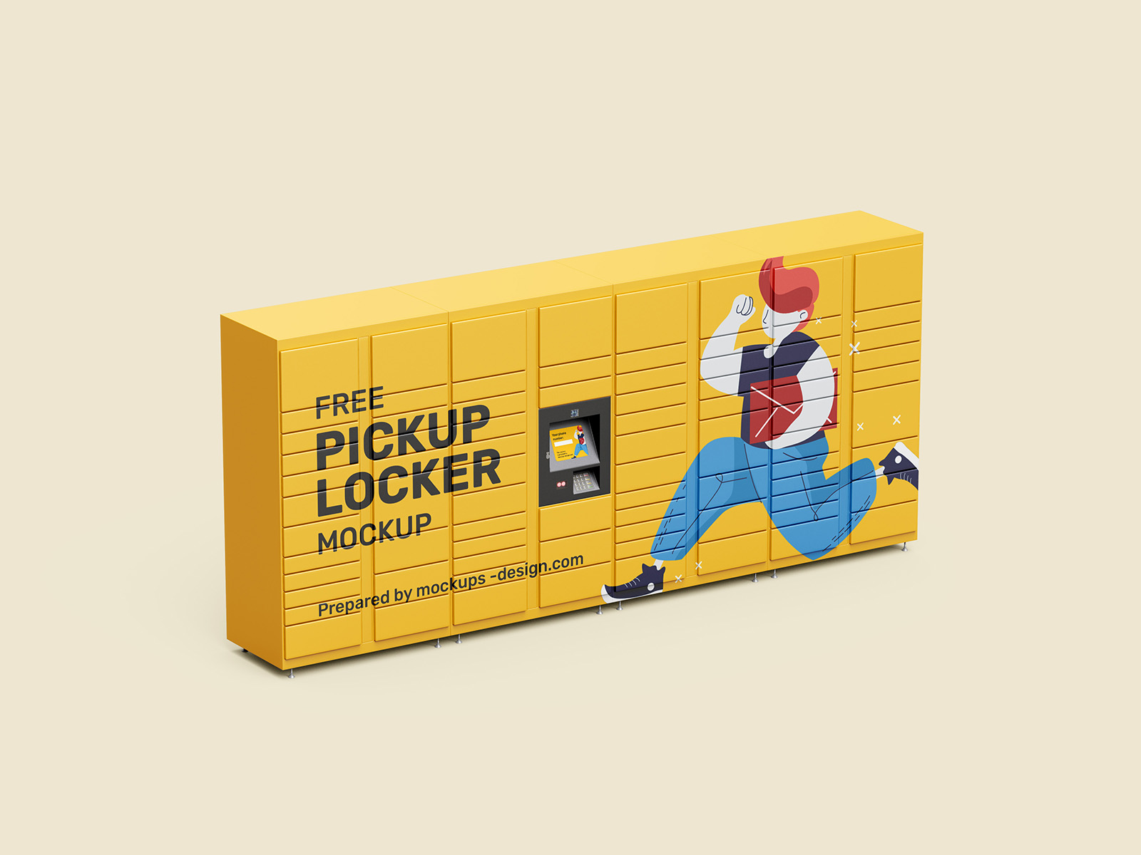 087 4款可商用快递储物柜设计样机 Pickup Locker Mockup