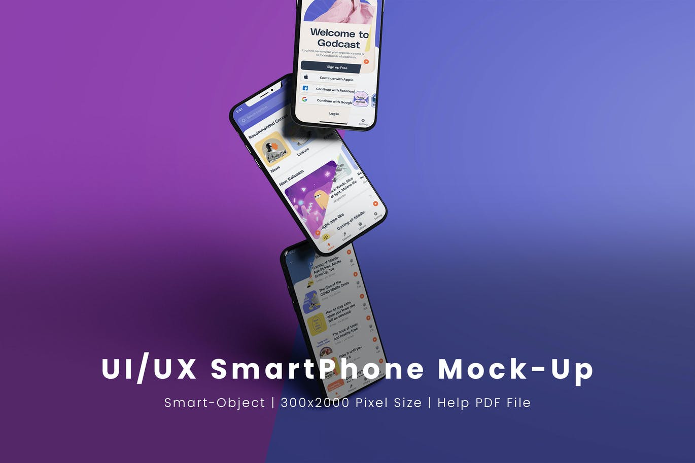 555 高端漂浮的iPhone手机APP UI设计样机展示 mockupsuiux-smart-phone-mockup