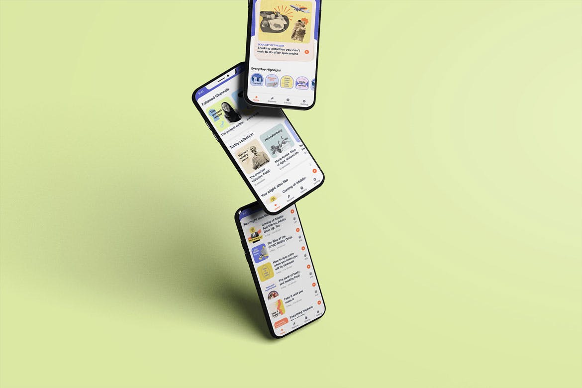 555 高端漂浮的iPhone手机APP UI设计样机展示 mockupsuiux-smart-phone-mockup