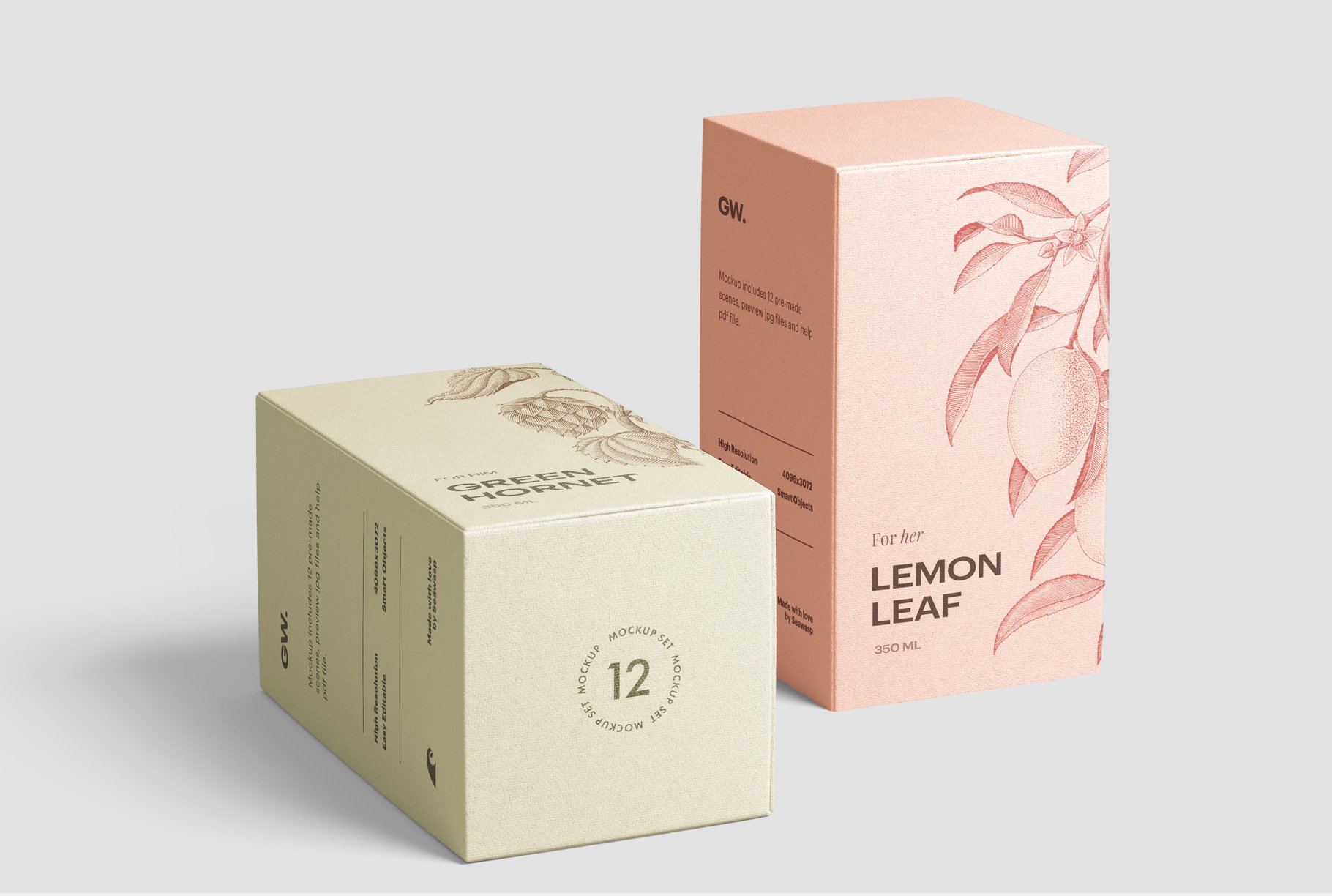 561 高质量方形化妆品香水包装盒设计预览图样机模板 Box Mockup Vol.3