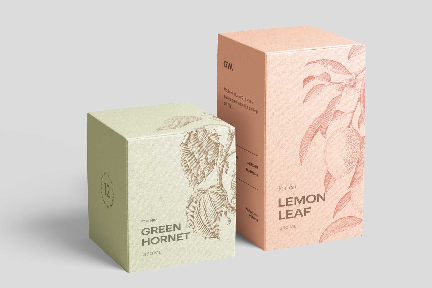 561 高质量方形化妆品香水包装盒设计预览图样机模板 Box Mockup Vol.3