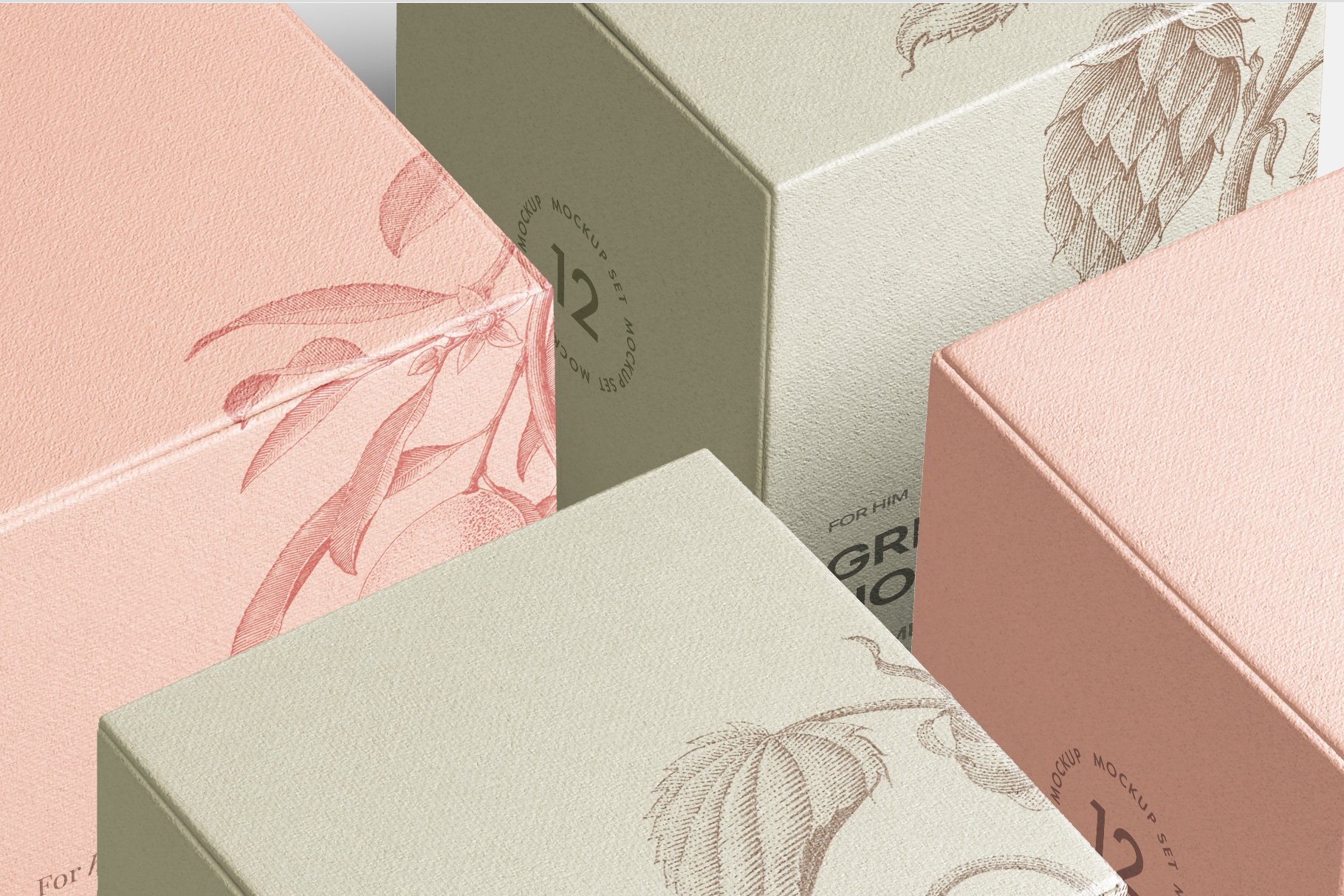 561 高质量方形化妆品香水包装盒设计预览图样机模板 Box Mockup Vol.3