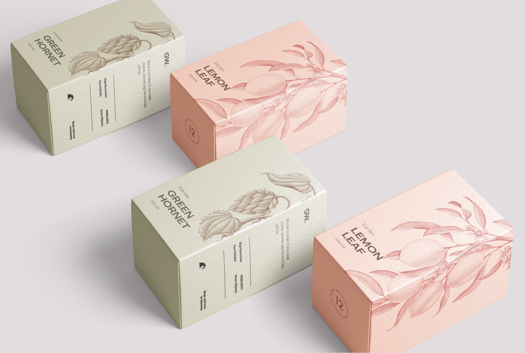 561 高质量方形化妆品香水包装盒设计预览图样机模板 Box Mockup Vol.3