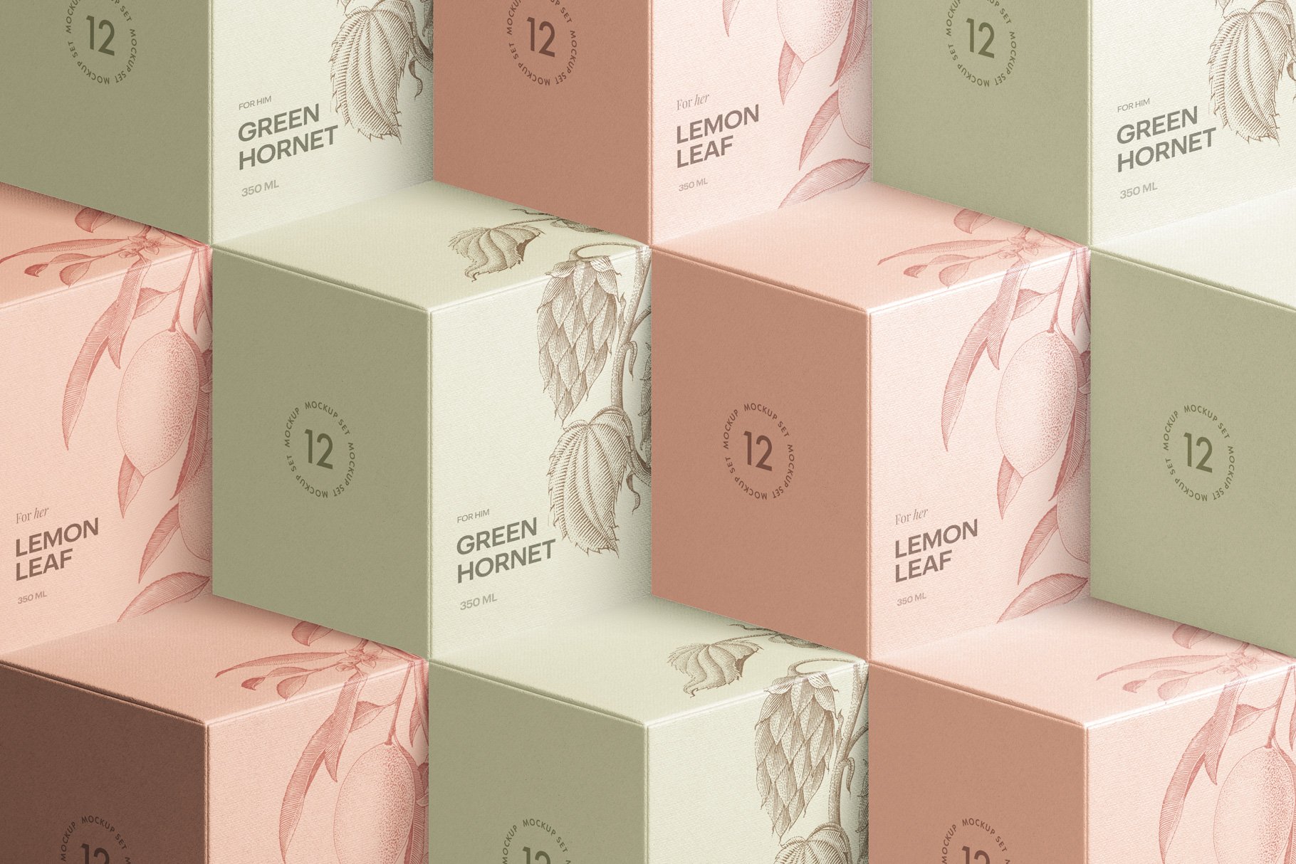 561 高质量方形化妆品香水包装盒设计预览图样机模板 Box Mockup Vol.3