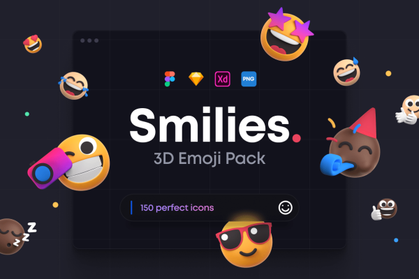 580 时尚趣味潮流创意3D卡通emoji笑脸表情包png免抠icon图标设计素材 Smilies 3D Emoji Pack