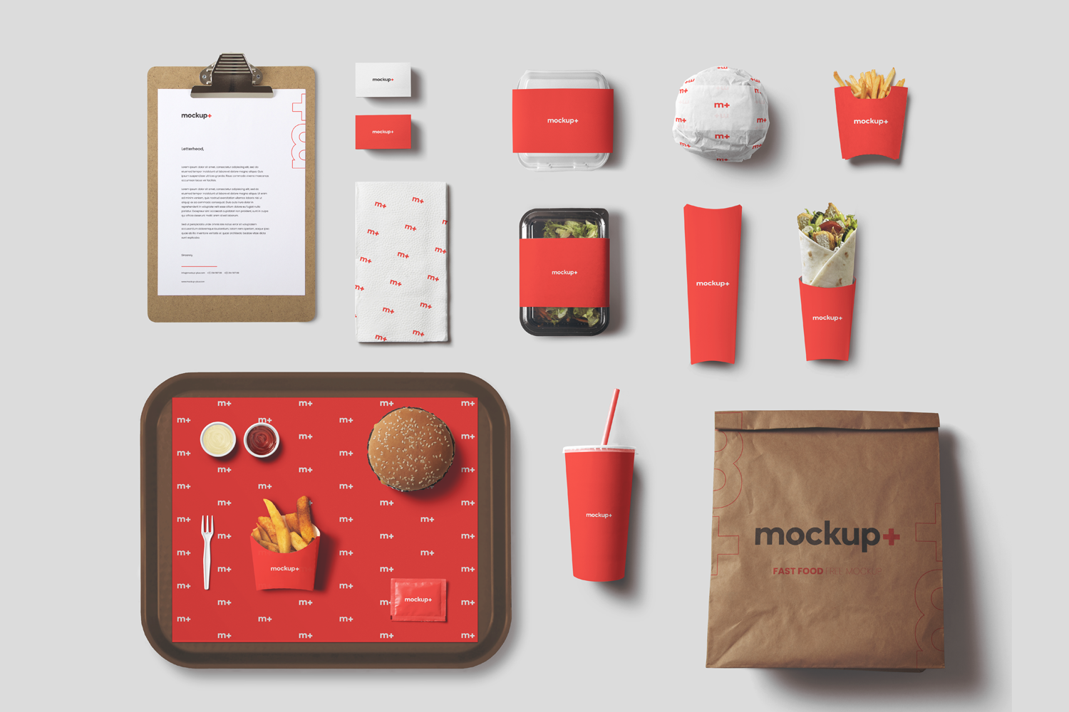 0111 可商用餐饮快餐品牌VI样机Fast Food Brand Identity Mockup