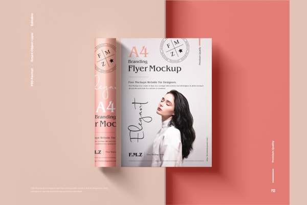 0116 可商用海报单页宣传单样机 Branding A4 Flyer Mockup