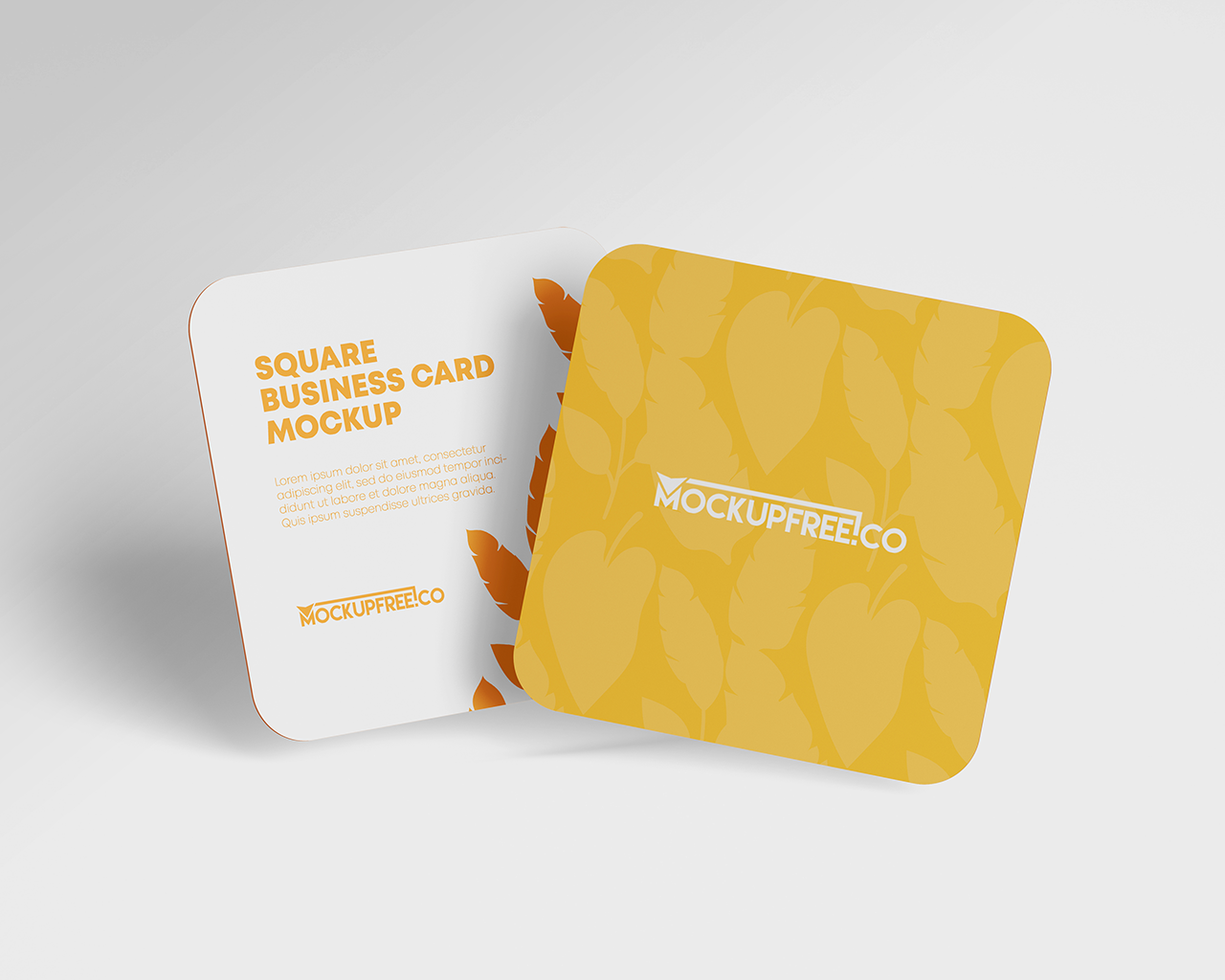 0140 3款可商用卡片方形圆角名片样机 Square Business Card Mockup