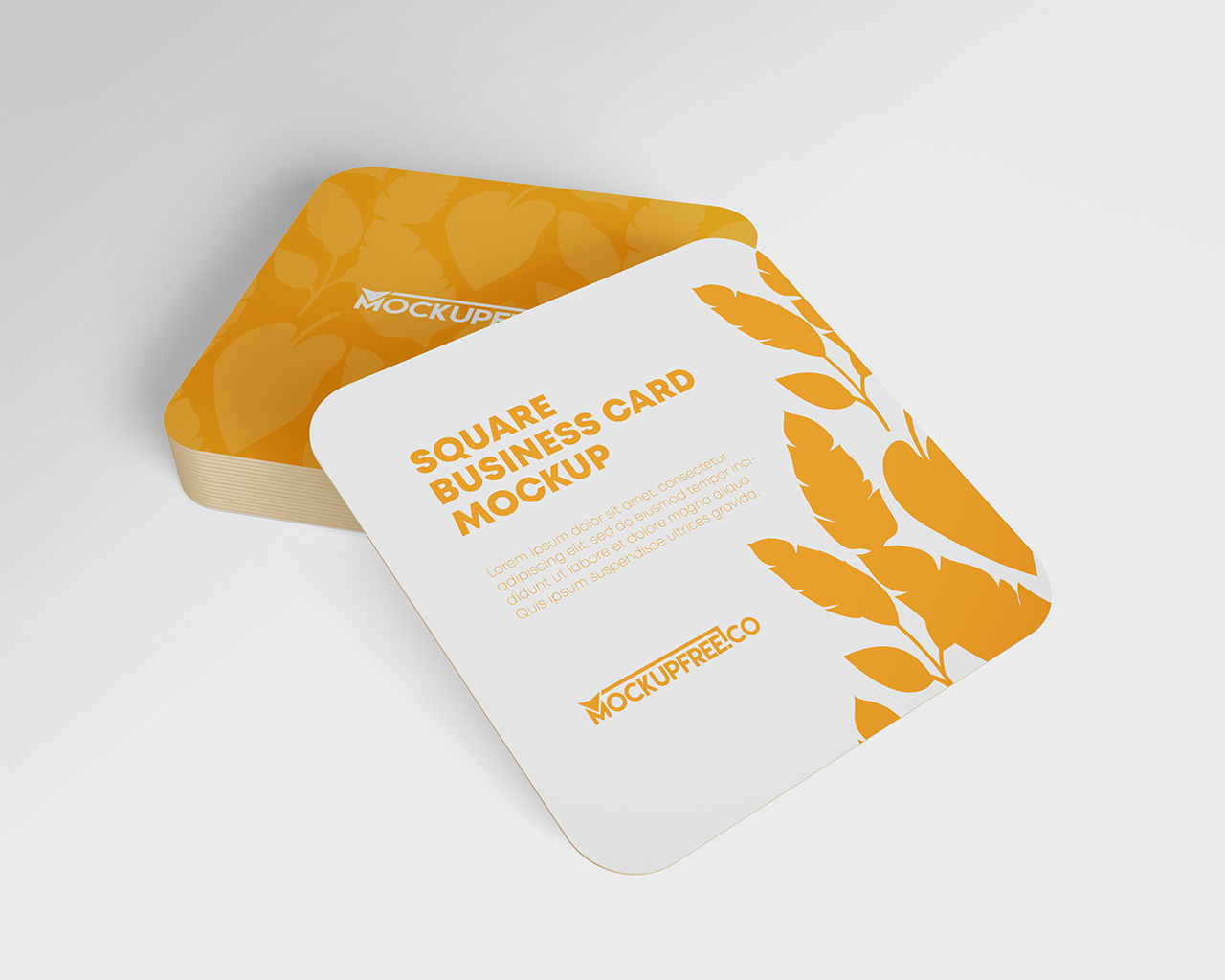 0140 3款可商用卡片方形圆角名片样机 Square Business Card Mockup