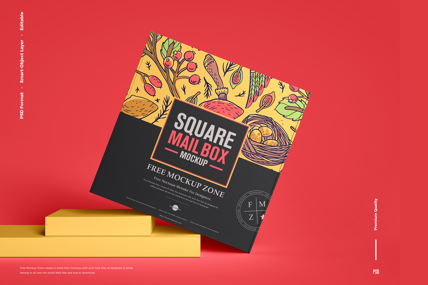 0141 可商用方形纸盒包装样机Free Square Mail Box Mockup