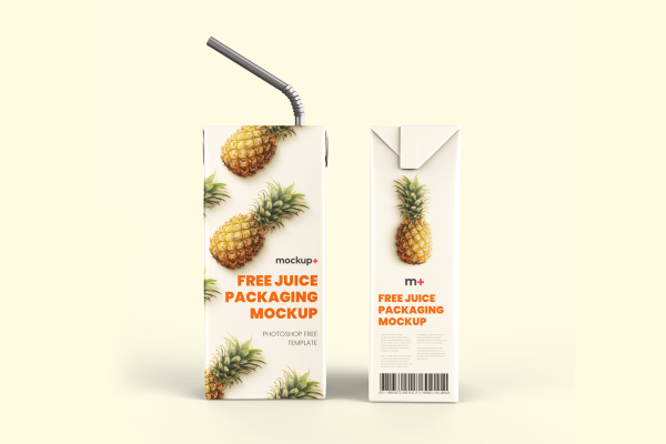 0147 3款可商用果汁牛奶纸盒包装样机Juice Carton Packaging Box Free Mockup