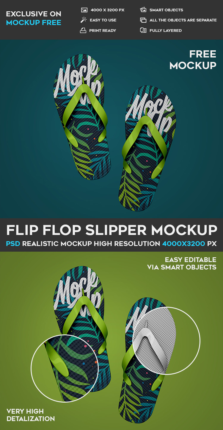 0153 可商用沙滩拖鞋人字拖样机mockup flip flop slipper