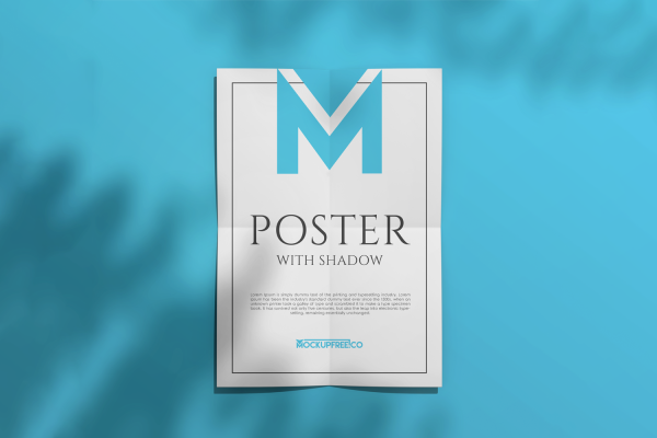 0156 可商用褶皱海报样机mockup poster with shadow