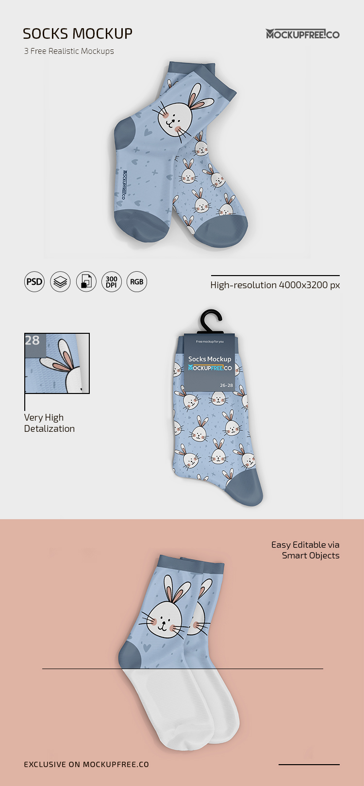 0158 3款可商用儿童棉袜袜子样机mockup co psd socks mockup template