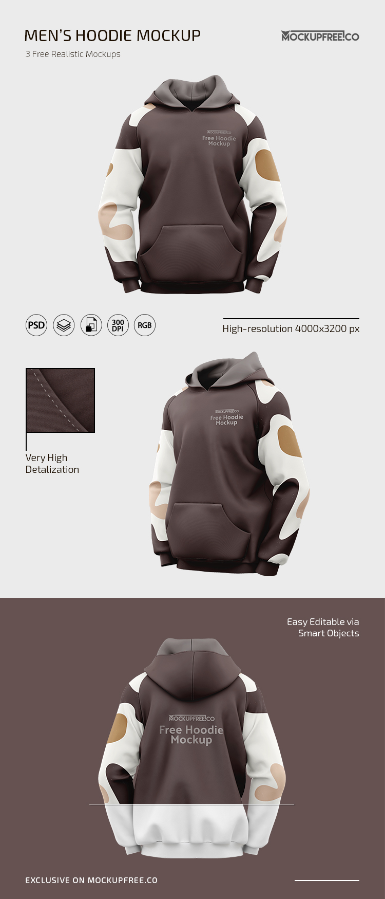 0160 3款可商用男士撞色连帽卫衣样机mockup co  mens hoodie mockup psd