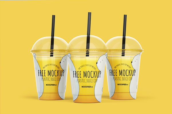 0172 4款可商用塑料一次性奶茶饮料杯mockup co psd plastic juice cup mockup template