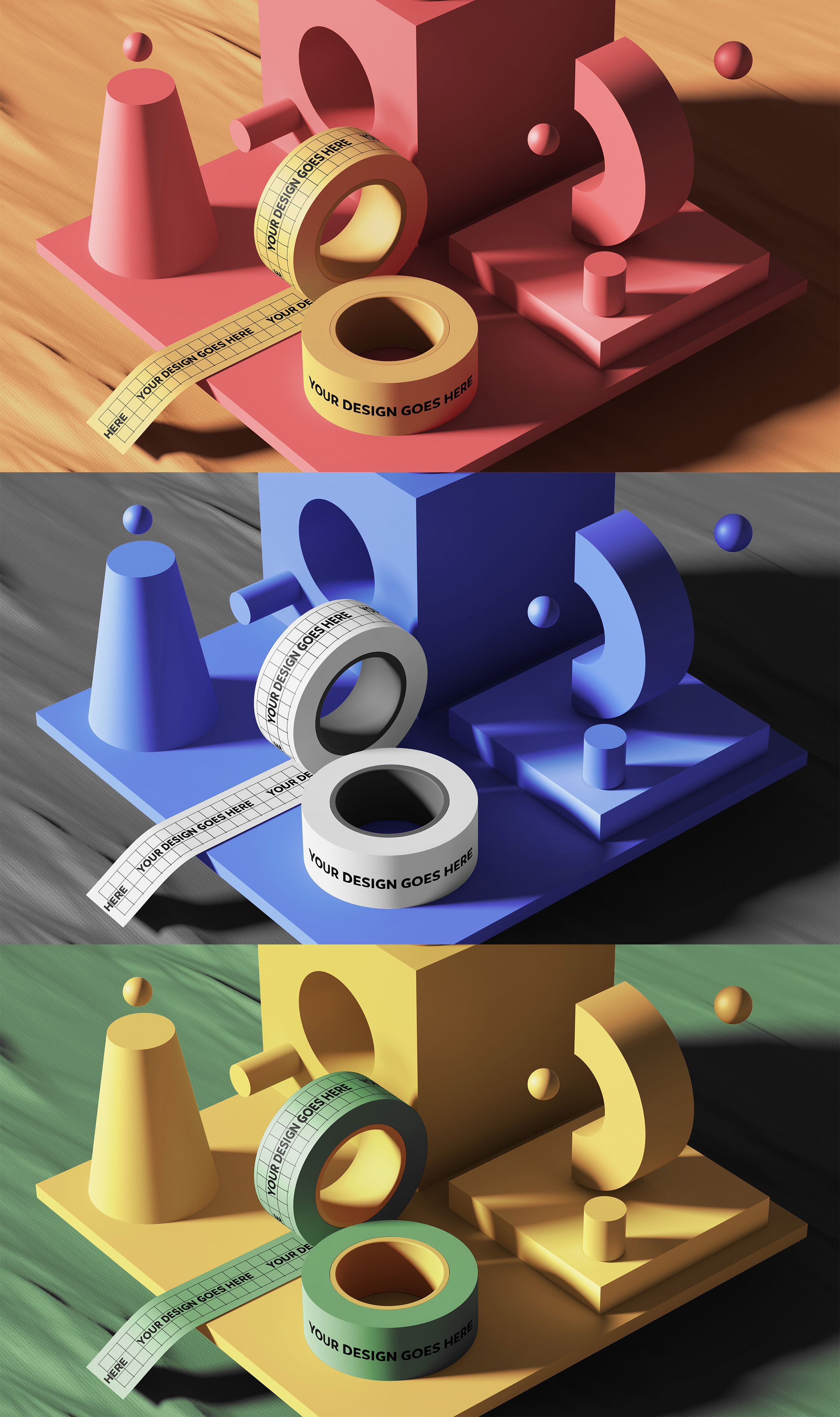 0188 可商用3D场景胶带样机3D Photoshop Tape Mockup Create download