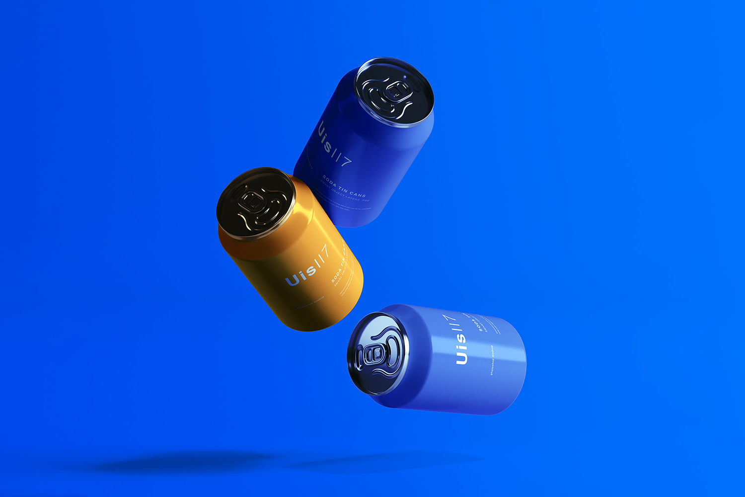 0192 浮动苏打锡罐易拉罐样机模型Floating Soda Tin Cans Mockup