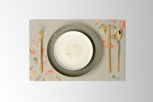 0205 可商用餐饮餐具刀叉磁盘样机 plate mockup
