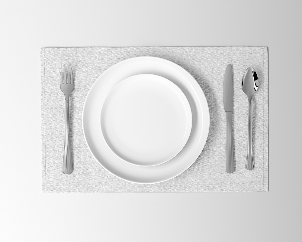 0205 可商用餐饮餐具刀叉磁盘样机 plate mockup