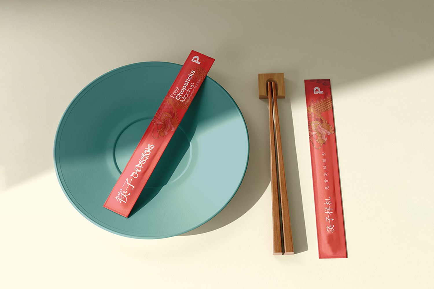 0206 可商用餐饮筷子盘子样机 chopsticks mockup