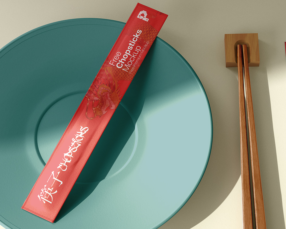 0206 可商用餐饮筷子盘子样机 chopsticks mockup