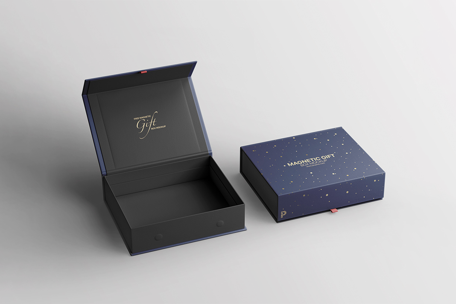 0207 可商用磁吸带磁性礼盒纸盒样机  magnetic gift box mockup