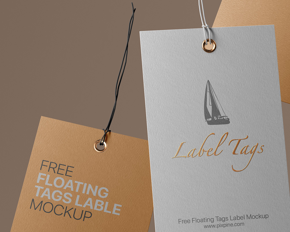 0212 可商用服饰吊牌漂浮样机 floating label tags mockup