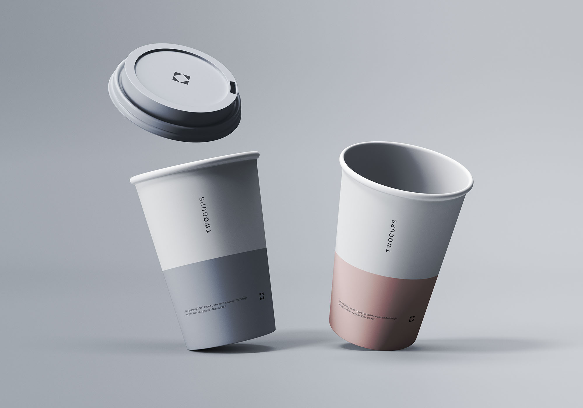 0219 高级哑光咖啡杯一次性纸杯样机Two Coffee Cups Mockup