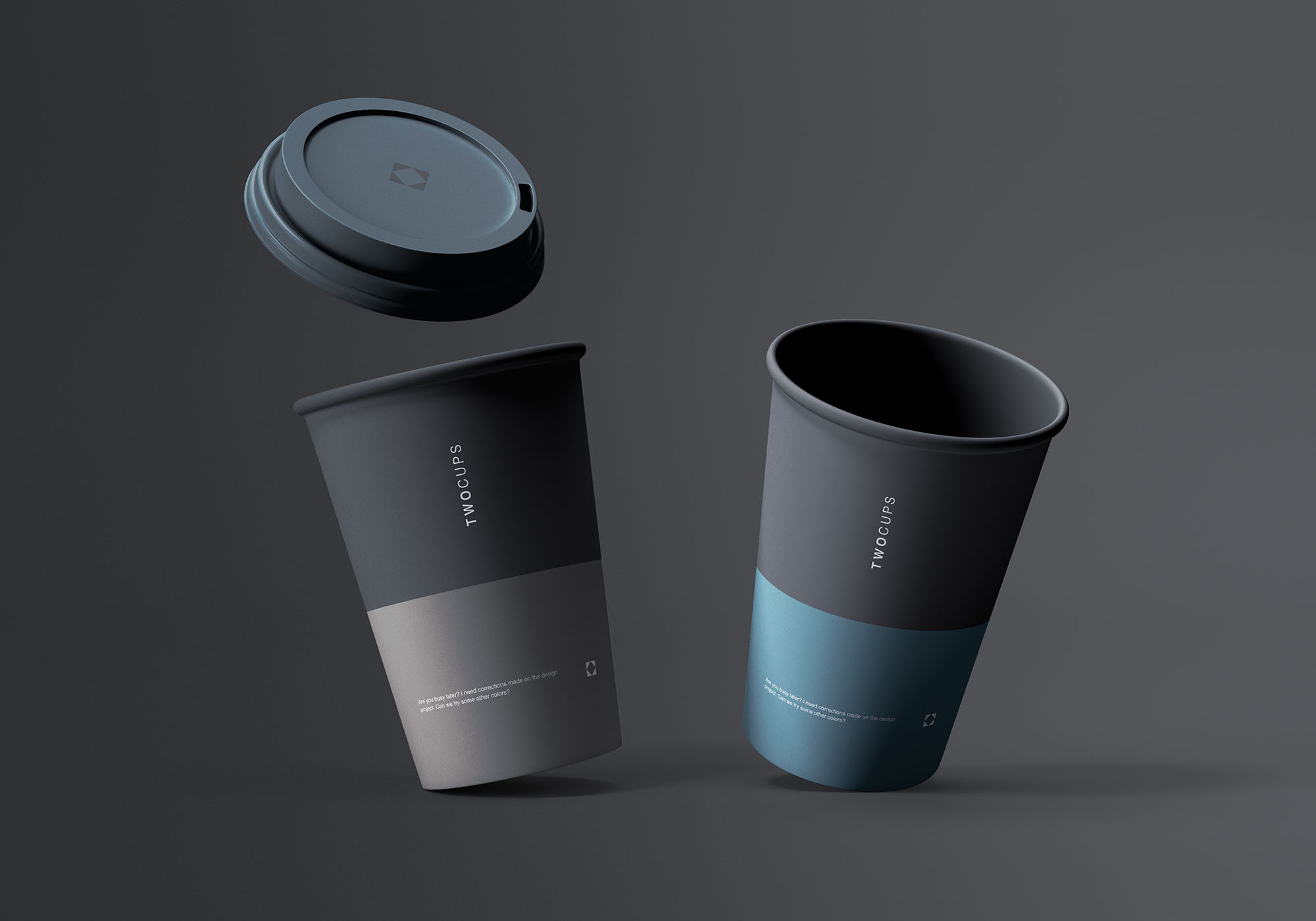 0219 高级哑光咖啡杯一次性纸杯样机Two Coffee Cups Mockup