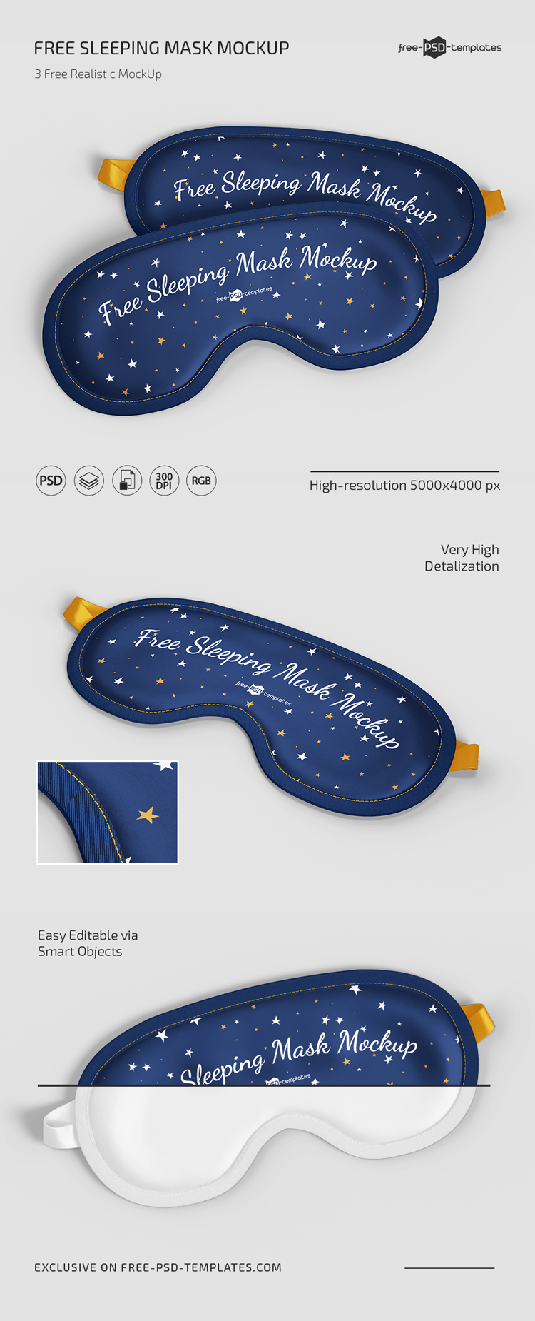 0220 可商用高级眼罩PS样机 Sleeping Mask Mockup