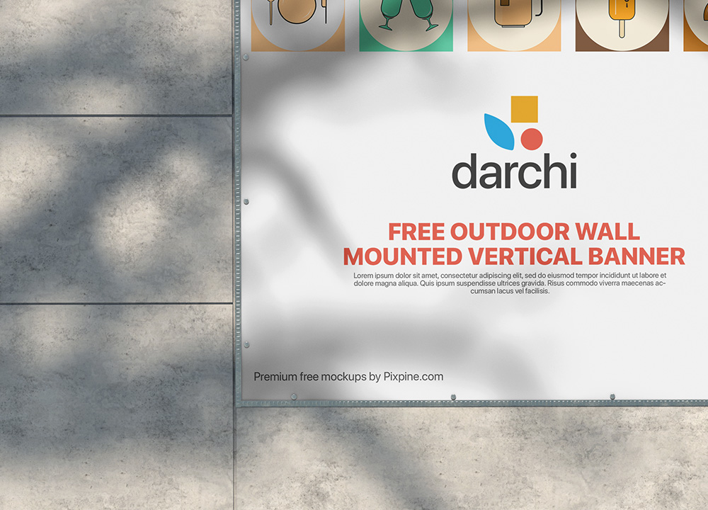 0225 可商用户外海报样机 outdoor wall mounted vertical banner mockup