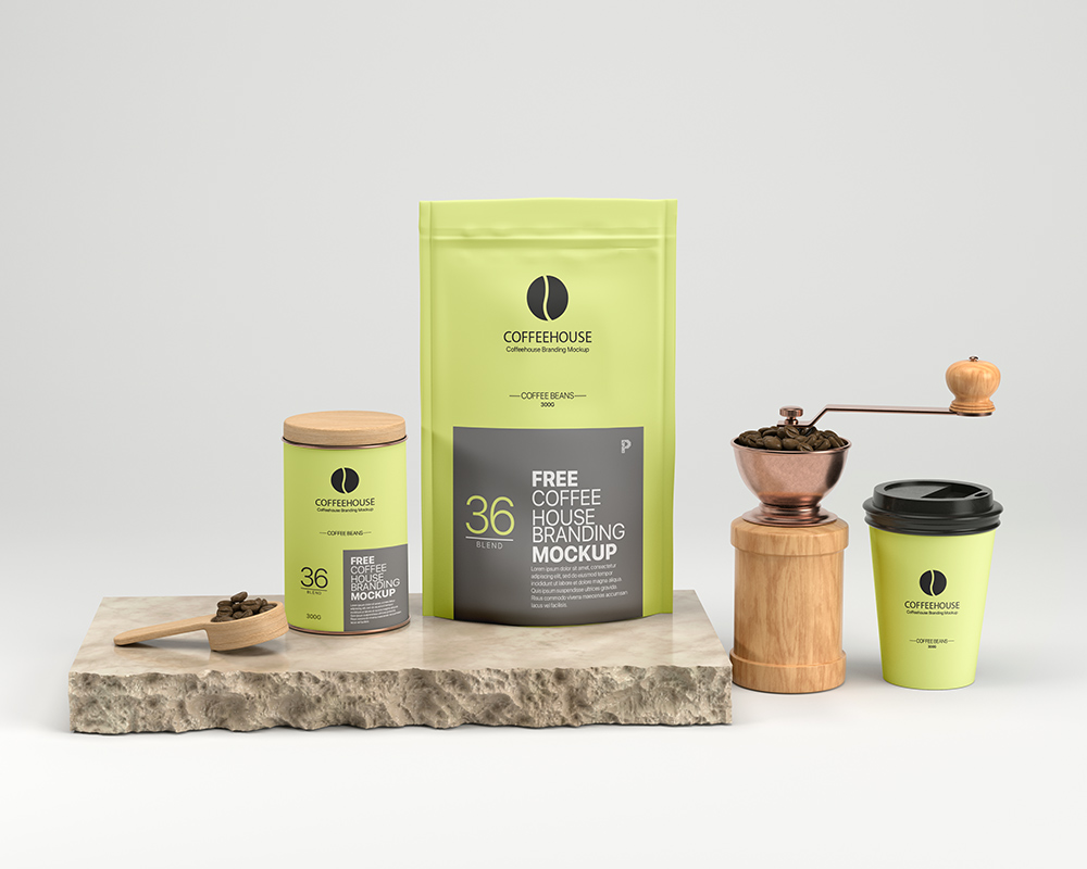 0230 可商用咖啡场景包装样机素材 coffeehouse branding mockup