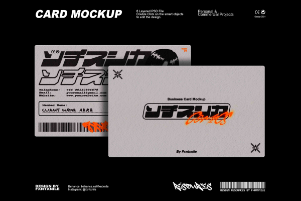 622 6款复古品牌VI标志Logo设计名片卡片展示Ps贴图样机源文件 Business Card Mockup
